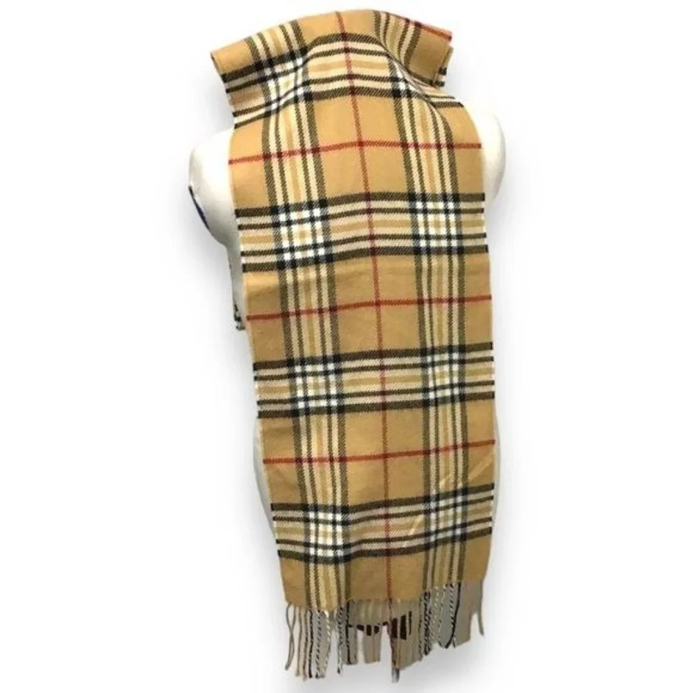 V. Fraas Unisex Lightweight Plaid Scarf By James Pell, Camel, OSFA